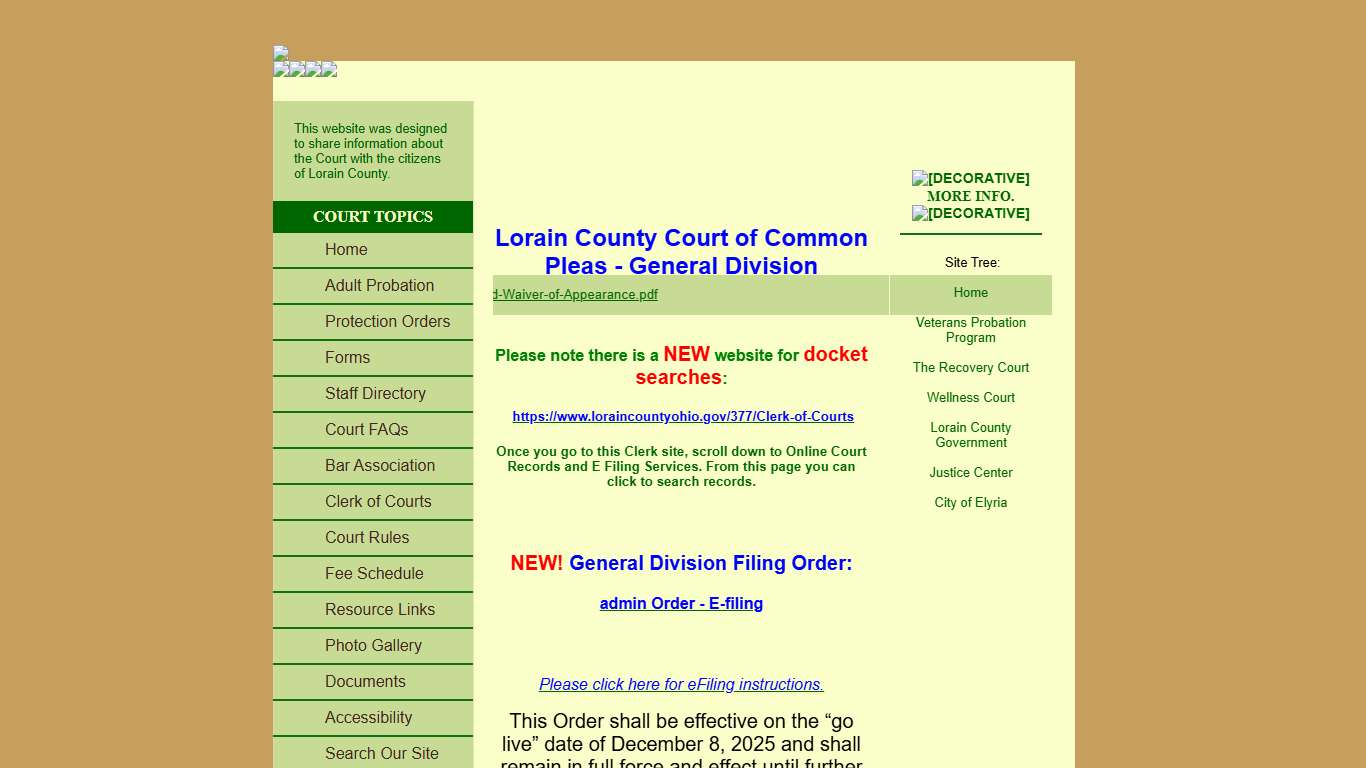 Lorain County Court of Common Pleas - Home Page
